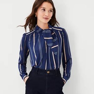 Striped Tie Neck Top